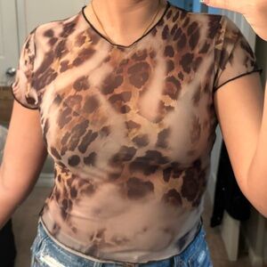 Windsor Brown Leopard Print Sheer Top